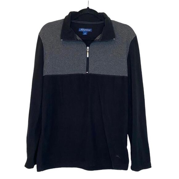 Tommy Bahama Gray Fleece Quarter Zip Long Sleeve Pullover Sweater Mens Two Tone - Picture 1 of 4